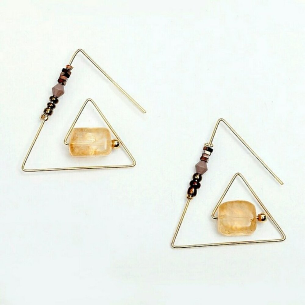 Artisan Made 18K GP Triangle Threader Earrings - Picture 2 of 4